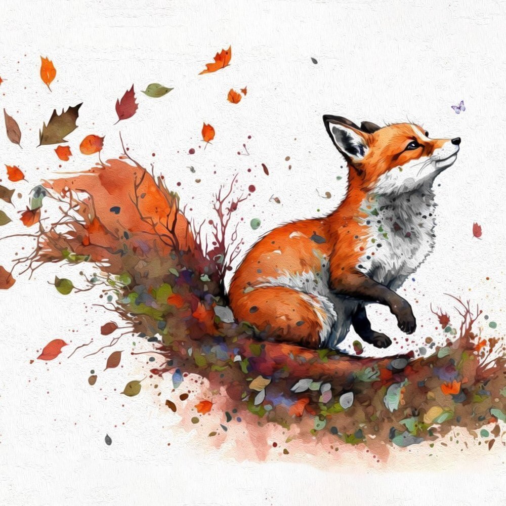 16x20 Fox Watercolor Oil Painting Art Poster Print - Picture 3 of 6